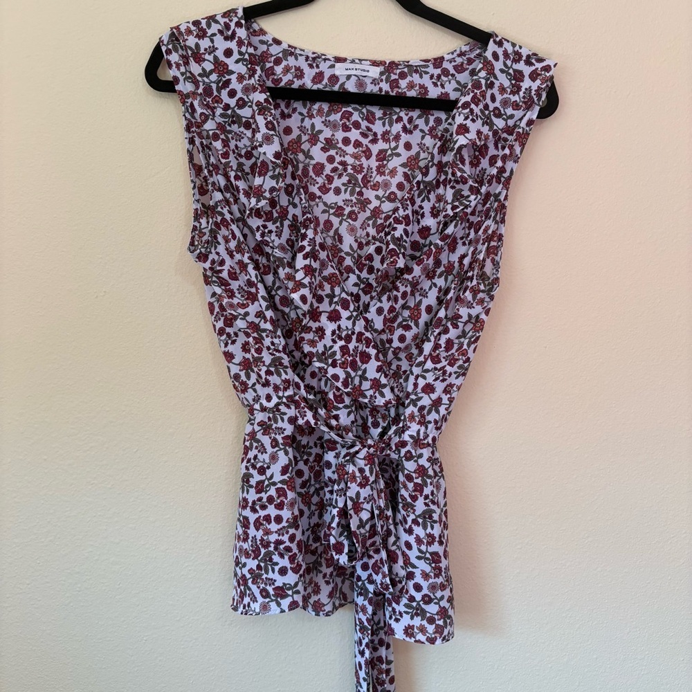 Floral Sleeveless Top - Red and White